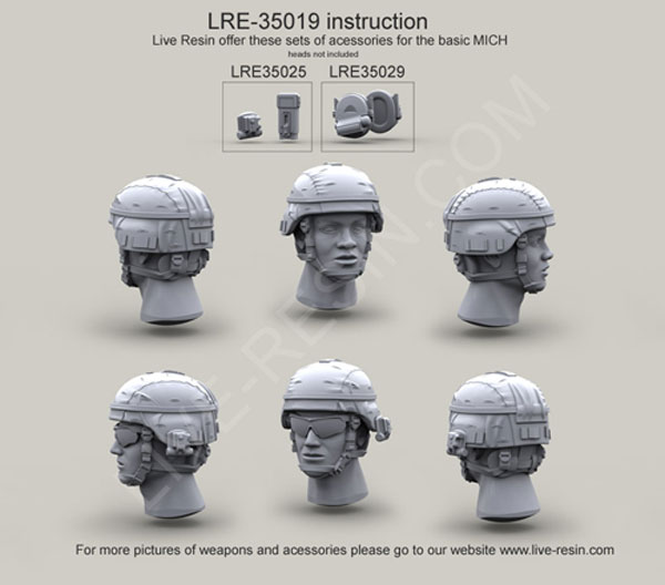Set 5 Live Resin 1/35 LRE-35023 US Army ACH/MICH Helmet