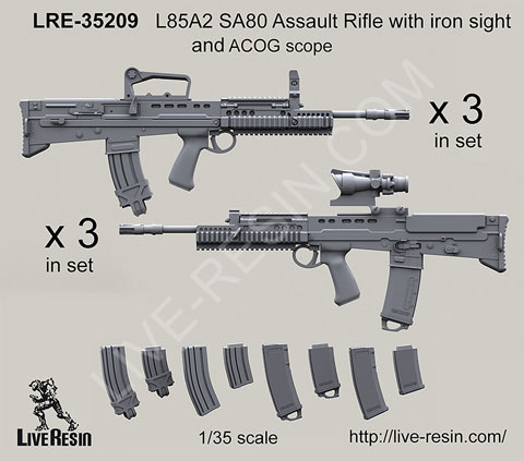 Live Resin 1/35 LRE-35212 L22A1 & L22A2 Carbine with SUSAT Scope & ACOG Scope 