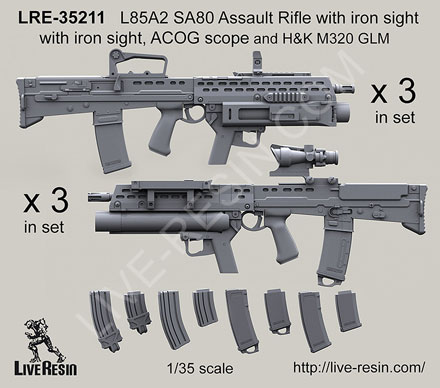 Live Resin 1/35 LRE-35212 L22A1 & L22A2 Carbine with SUSAT Scope & ACOG Scope 